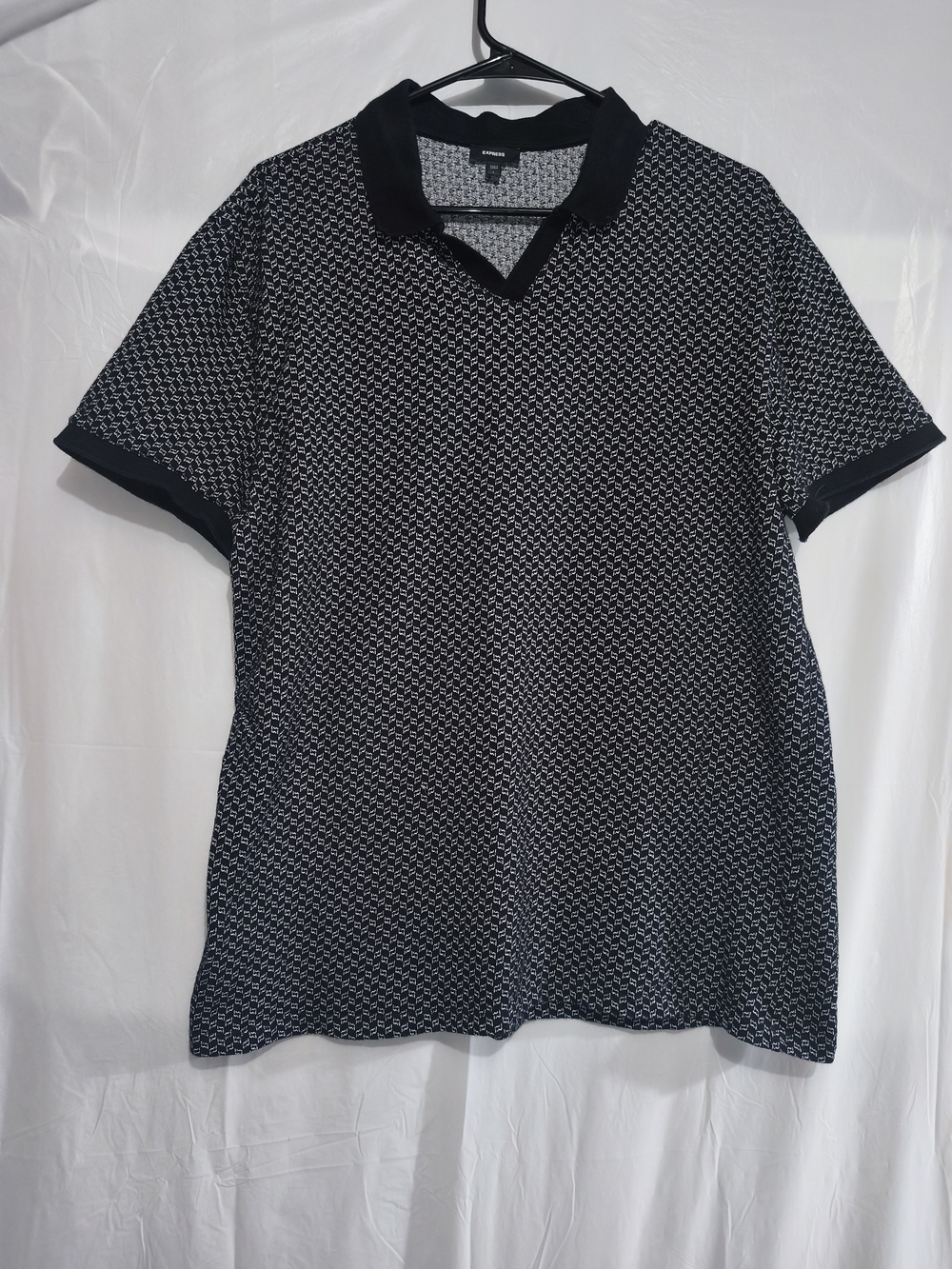 Express Black and White Geo Pattern Polo